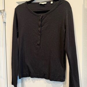 Vince Black Long Sleeve Henley Top